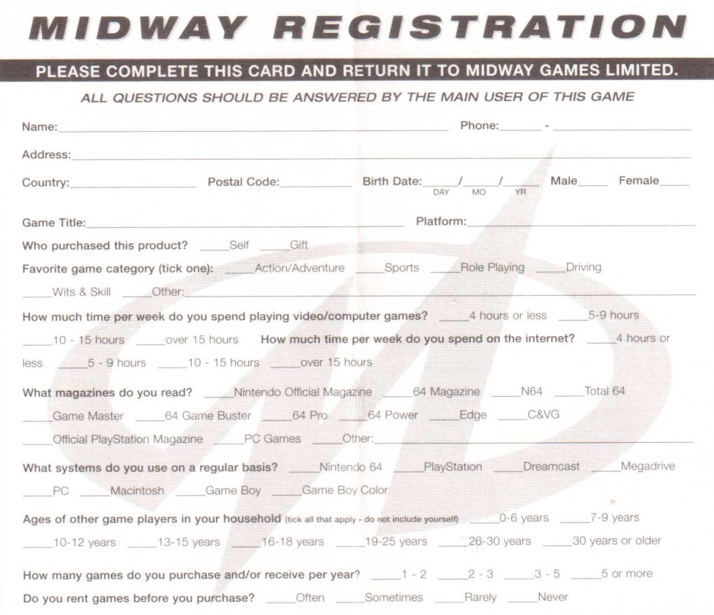 Billy Bob’s Huntin‘ and Fishin‘ Registration Card&nbsp;C-CGB-AHZP-EUR