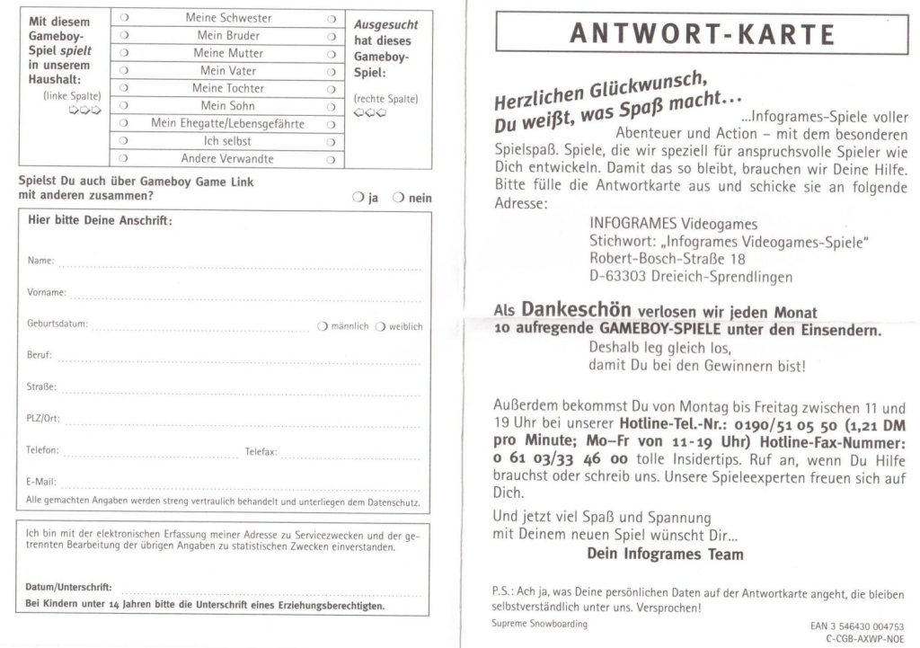 Supreme Snowboarding | Antwortkarte&nbsp;C-CGB-AXWP-NOE