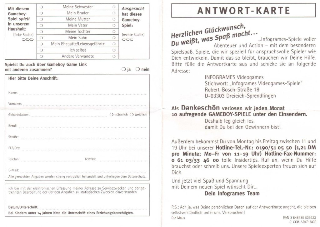 Die Maus | Antwortkarte&nbsp;C-CGB-ADXP-NOE