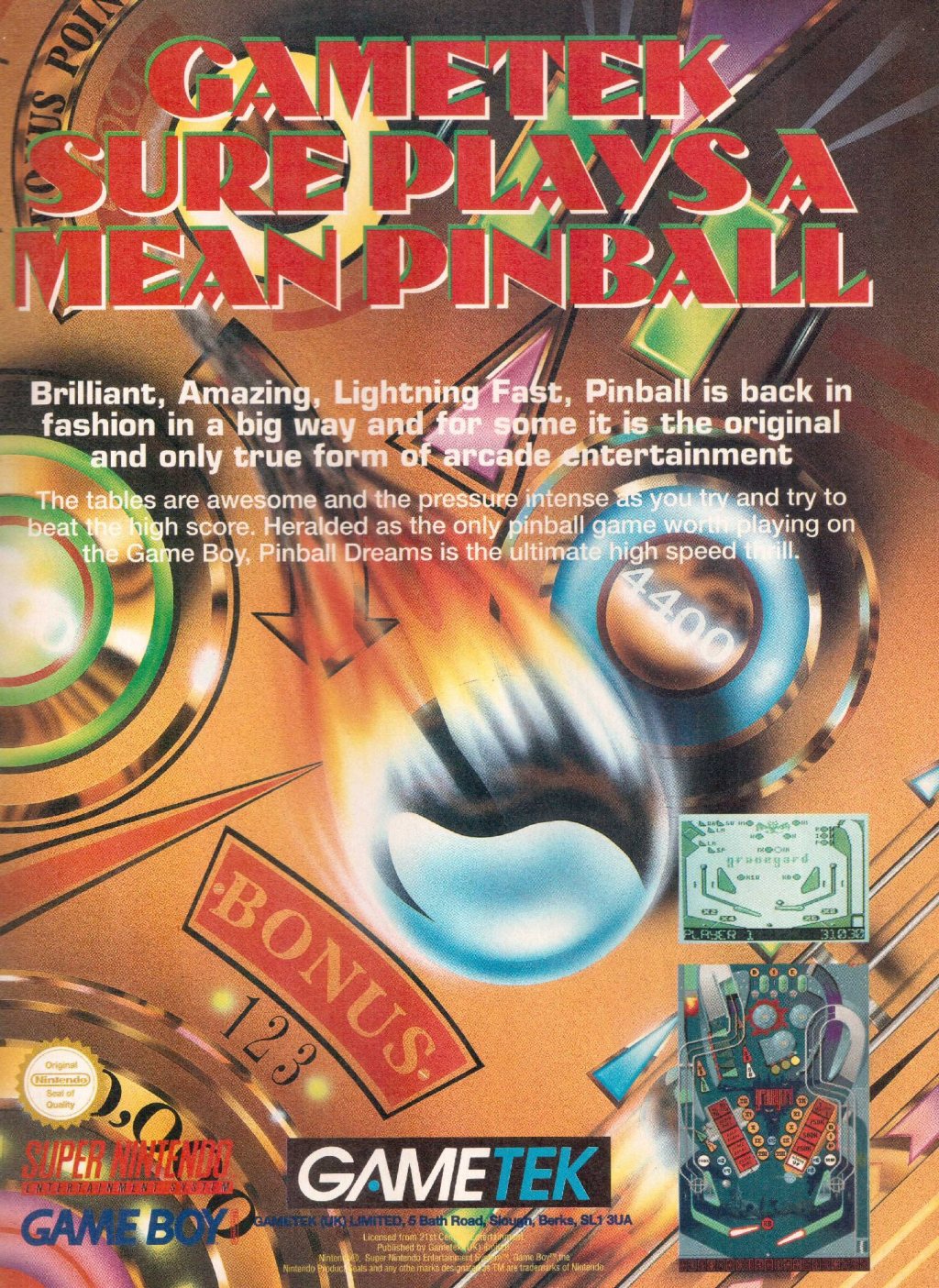 Brilliant, Amazing, Lightning fast | Pinball Dreams&nbsp;Werbung