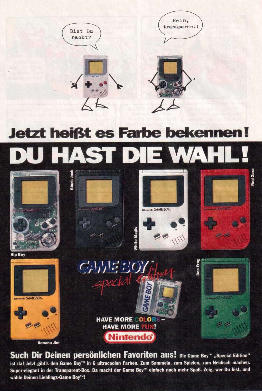 Jetzt heißt es Farbe bekennen! | Game Boy Special Edition&nbsp;Werbung