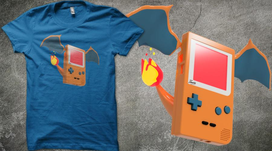 Qwertee.com Dragon Boy, Thunder Mouse, Nostalgic Boy Game Boy&nbsp;T-Shirts
