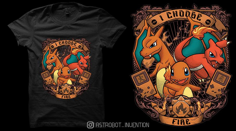 Qwertee.com 1st Gen Water, Fire und Grass Evolution Game Boy&nbsp;T-Shirts