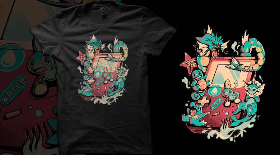 Qwertee.com Water, Grass, Fire und Ghost Game&nbsp;T-Shirts