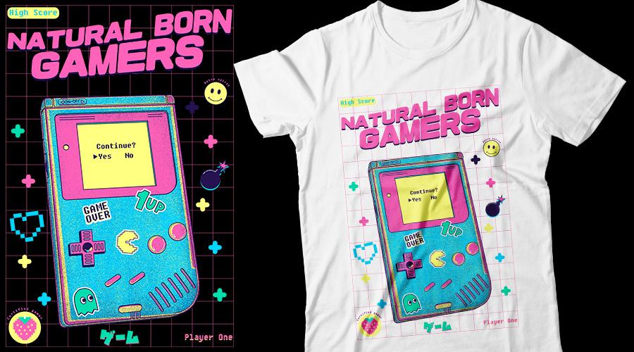 Qwertee.com Natural Born Gamers Game Boy&nbsp;T-Shirt