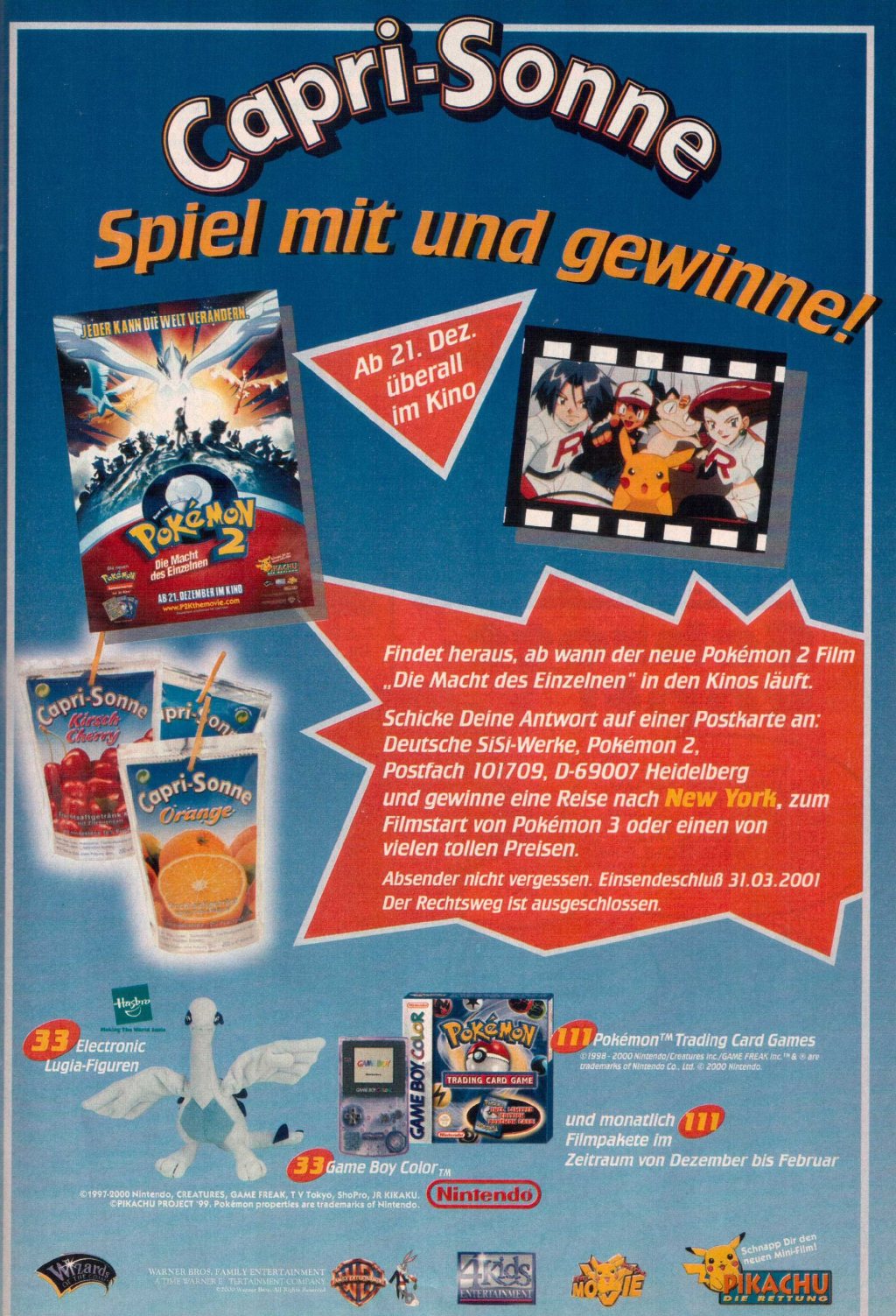 Micky Maus Nr. 3 vom 11.01.2001 | Capri-Sonne / Pokémon&nbsp;Werbung