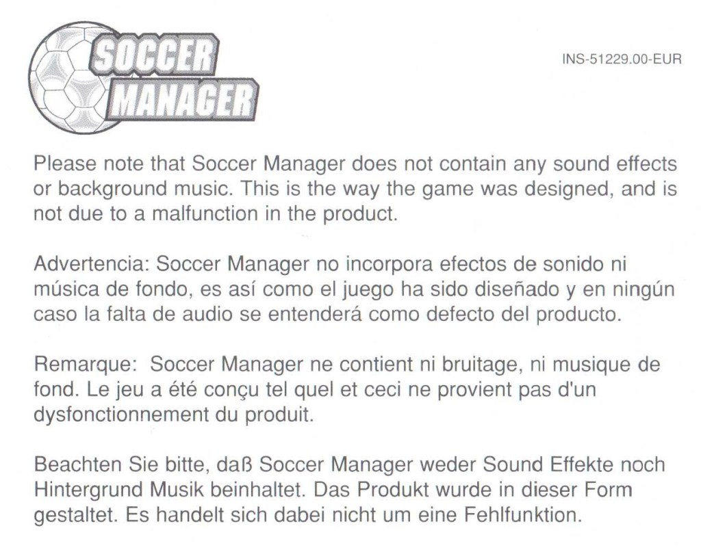 Soccer Manager Hinweis INS-51229.00-EUR