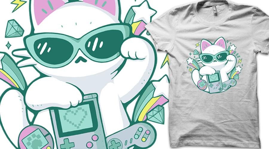 Qwertee.com 90s Cute Cat, Game Under-Construction und Grown Boy Game Boy&nbsp;T-Shirts
