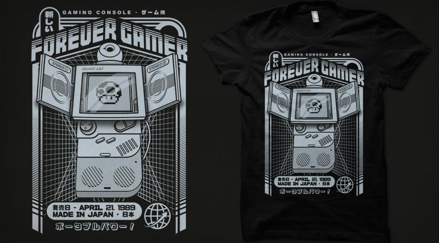 Qwertee.com 8-Bit Home, Forever Gamer – 8 Bit Portable, Never Forget und Old friends&nbsp;T-Shirts